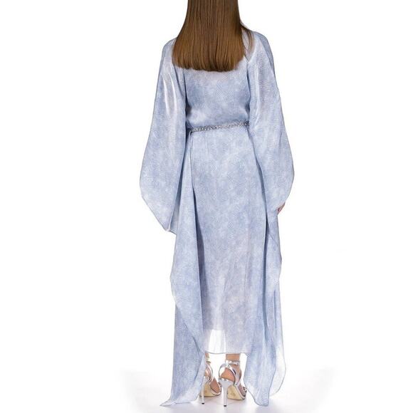 New Michael Kors V-Neck Midi Kaftan Chambray Dress Size S/M MISSING Chain Belt - Picture 2 of 16